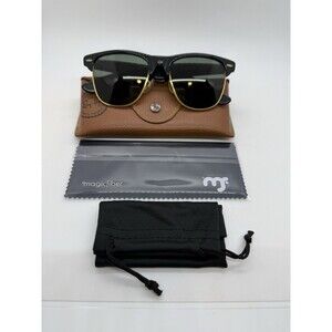 B&L RAY-BAN USA WAYFARER MAX BLACK/GOLD VTG SUNGLASSES G-15 145mm,CASE,CLOTH,BAG